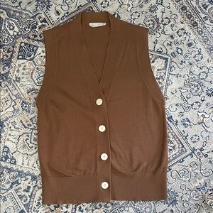 EVERLANE Brown Button-Up Sweater Vest
